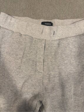 Theory Light Gray Ribbed Knit Lounge Pants Drawstrings are Missing